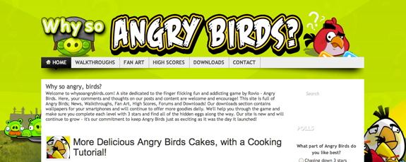 angry birds blog/website